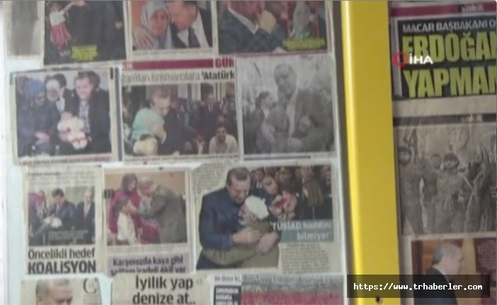 Erdoğan aşığı yer aldığı gazete kupürlerini evinin duvarına asıyor! Video Haber  İzle