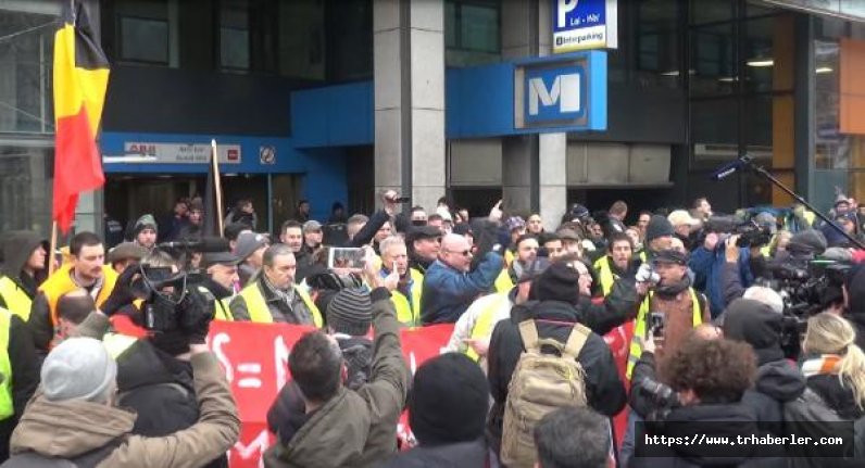 Sarı yelekliler Brüksel'de gösteri düzenliyor - video izle