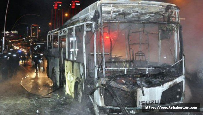 Ankara'da korku dolu anlar! Halk otobüsü alev alev yandı