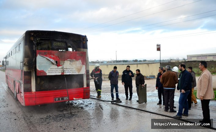Arızalı otobüs tamire götürülürken cayır cayır yandı