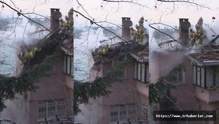 Üsküdar'da yangına müdahale eden itfaiye eri çatıdan düştü - video izle