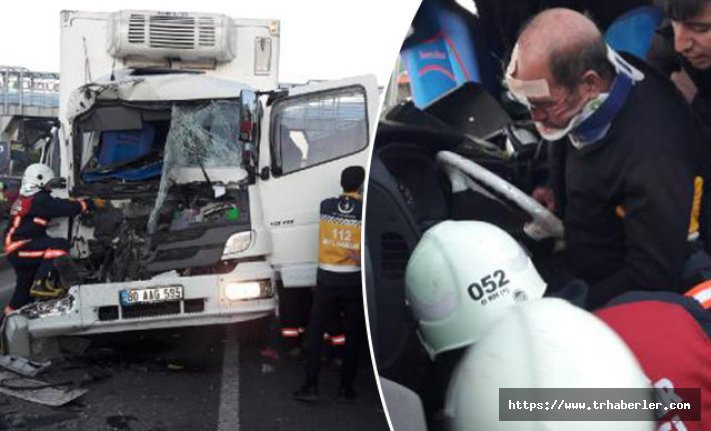 Malatya'da TIR'a çarpan kamyon sürücüsü bu halde çıkarıldı