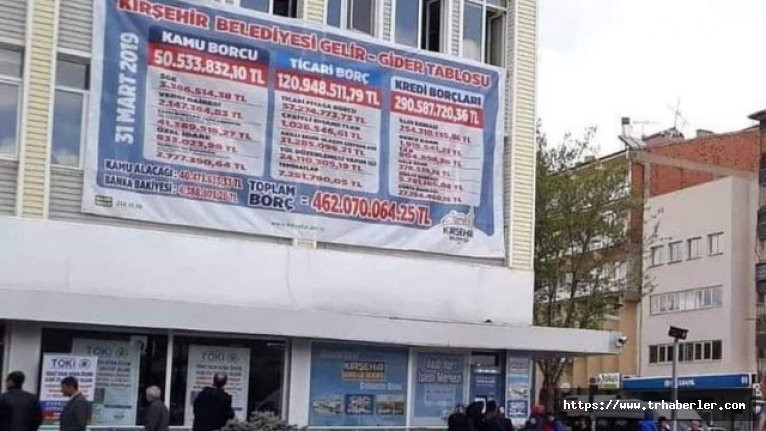 Kırşehir'de yeni başkan belediyenin borçlarını binaya astırdı!