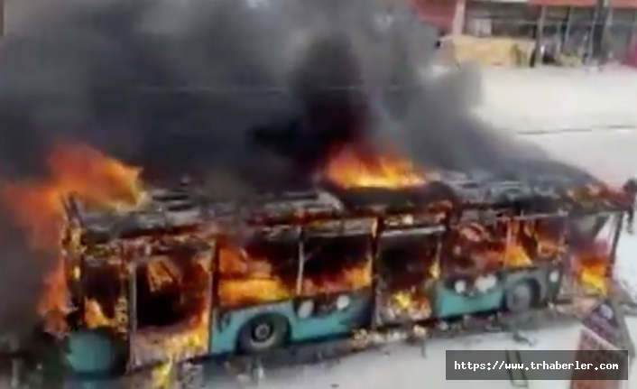 Ankara’da facianın eşiğinden dönüldü! Halk otobüsü seyir halinde alev alev yandı! video izle