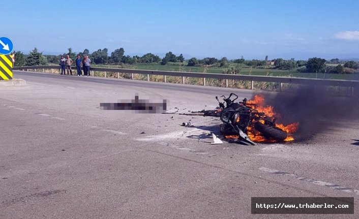 Bursa'da kamyonla çarpışan motosiklet sürücüsü yanarak can verdi!