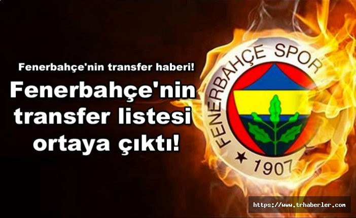 Fenerbahçe transfer haberi! Fenerbahçe'nin transfer listesi ortaya çıktı!