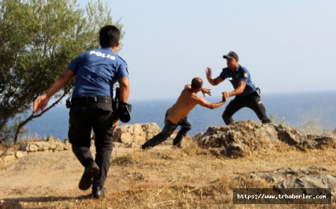 Antalya'da falezlerde intihar girişimini polisler durdurdu!