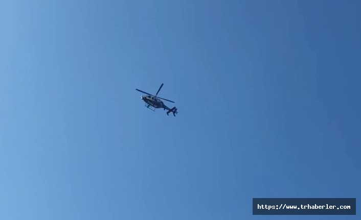 Avcılar'da polis helikopteri hasar incelemesi yapıyor
