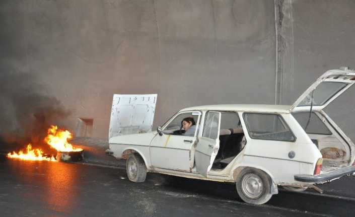 Araç yangını tatbikatında tünel ortasında şaşırtan görüntü