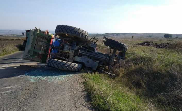 Tekirdağ’da devrilen traktörün şoförü yaralandı